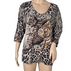 Valentina Rhinestone Embellished Tiger Blouse